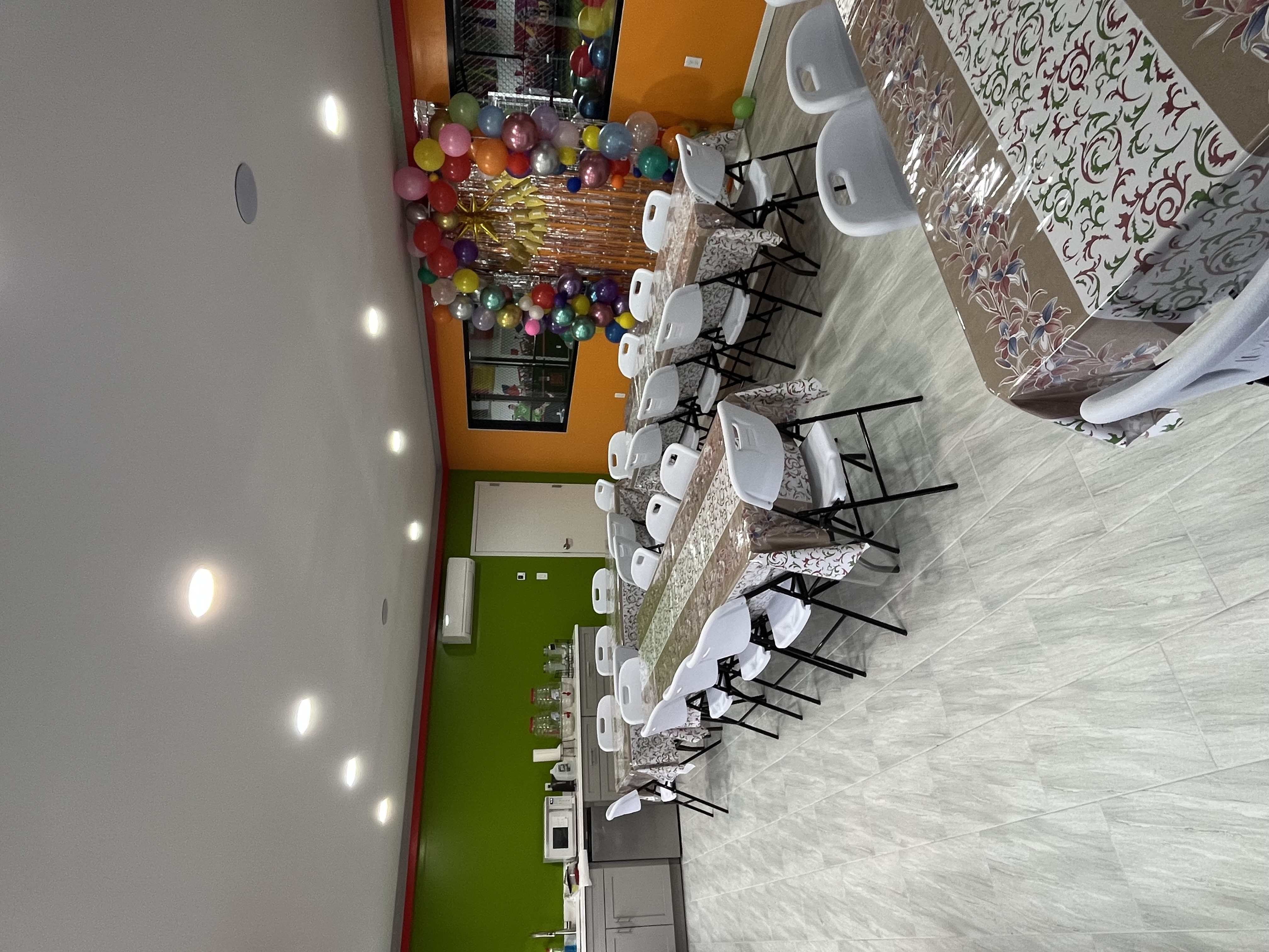 Event room showing the kitchenette area and seating